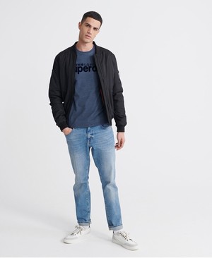 Superdry Core Faux Suede Férfi Pólók Kék | QDLEA8403